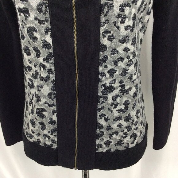 Pendleton Cardigan Sweater Womens Small Full Zip Leopard Print Wool Metallic - Picture 6 of 8